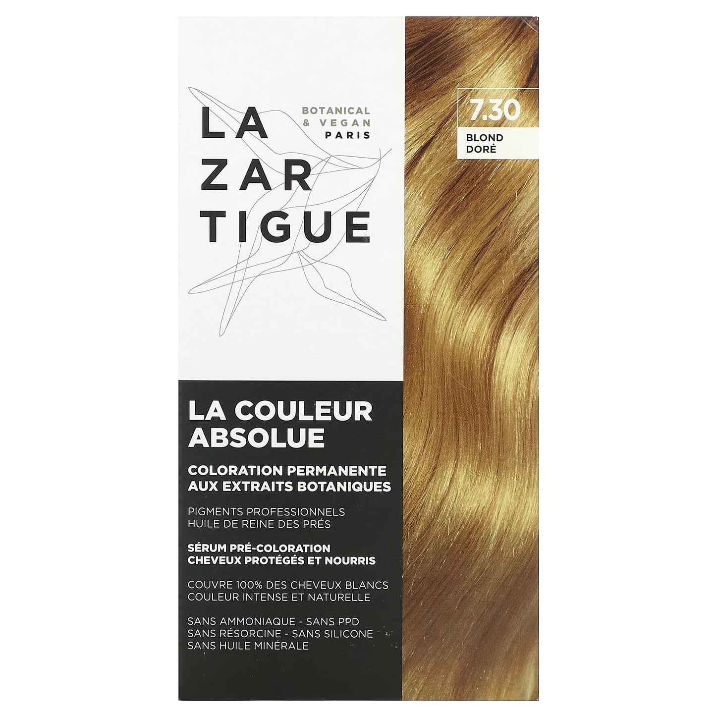 Lazartigue-Permanent Haircolor with Botanical Extracts-7.30 Golden Blond-1 Application