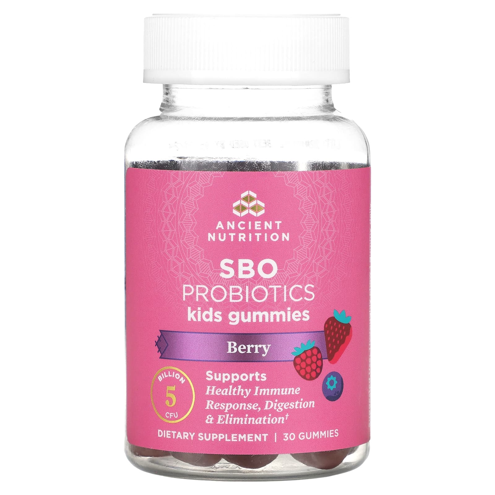 Ancient Nutrition-Kids-SBO Probiotics-Berry-5 Billion CFU-30 Gummies