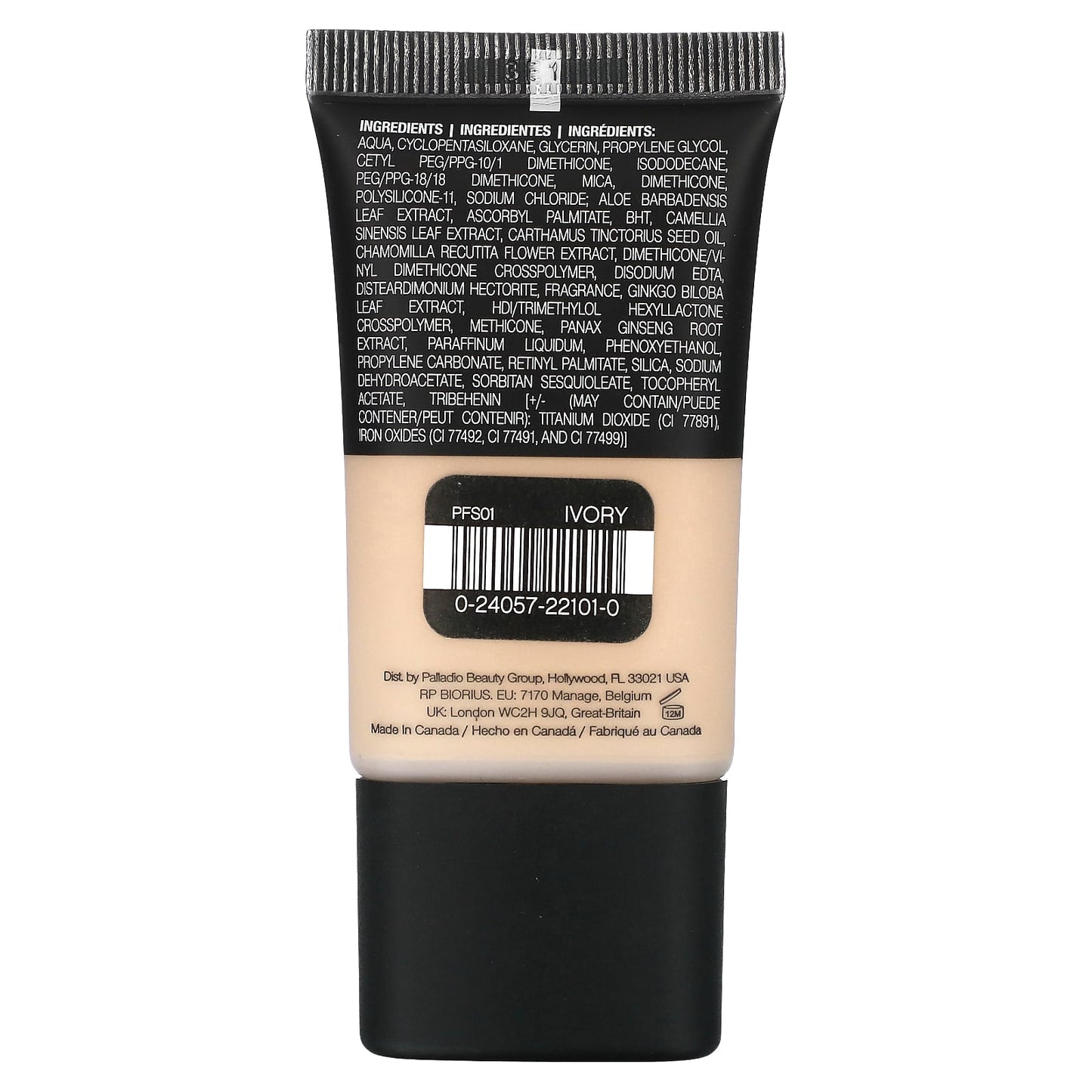 Palladio, Powder Finish Foundation, Ivory PFS01, 0.91 fl oz (27 ml)