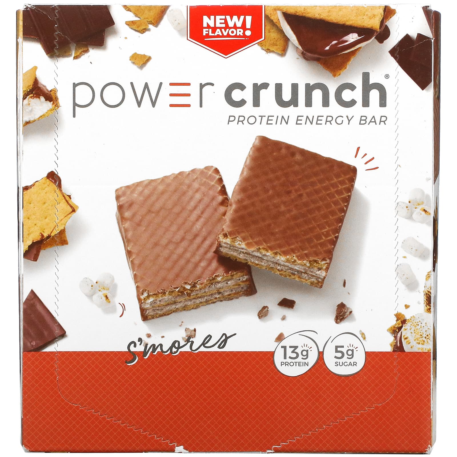 BNRG-Power Crunch Protein Energy Bar-S'mores-12 Bars-1.4 oz (40 g) Each