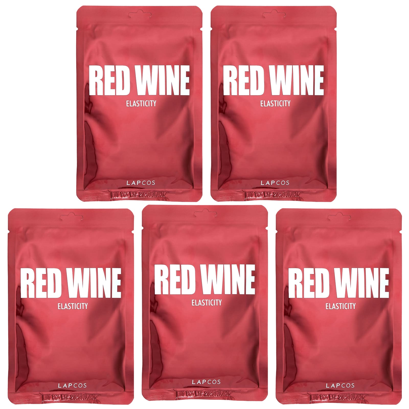 Lapcos-Red Wine Beauty Sheet Mask Set-Elasticity-5 Sheets-1.01 fl oz (30 ml) Each