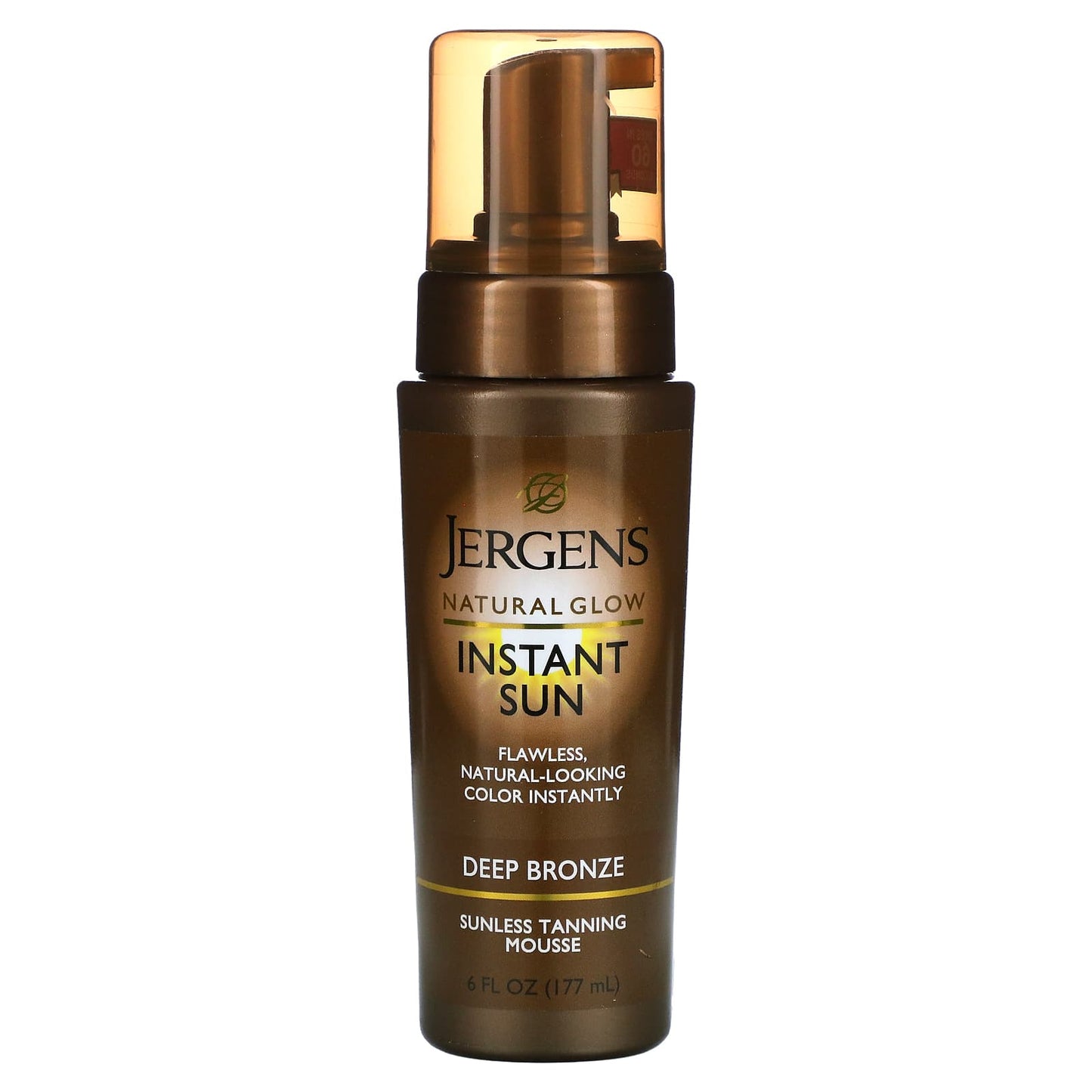 Jergens-Natural Glow-Instant Sun-Sunless Tanning Mousse-Deep Bronze-6 fl oz (177 ml)