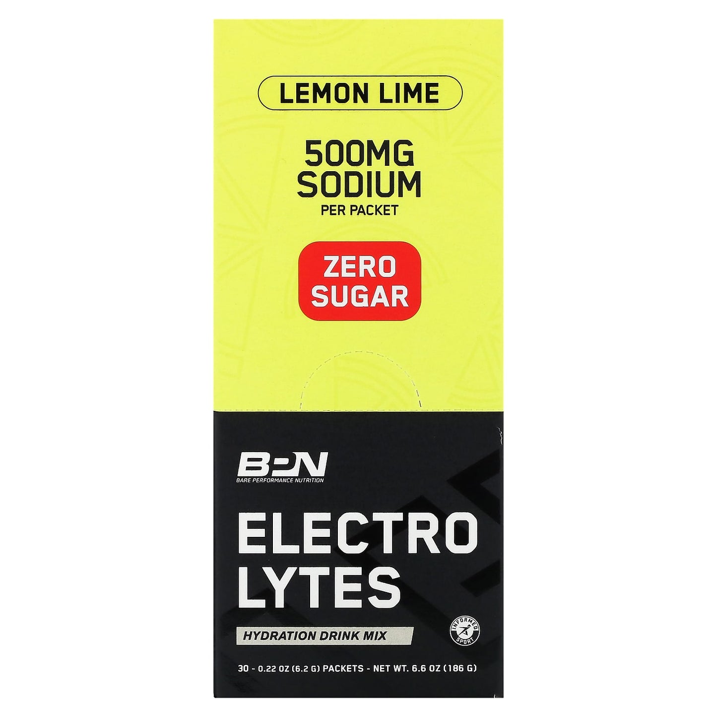 Bare Performance Nutrition-Electrolytes-Hydration Drink Mix-Lemon Lime-30 Packets-0.22 oz (6.2 g) Each