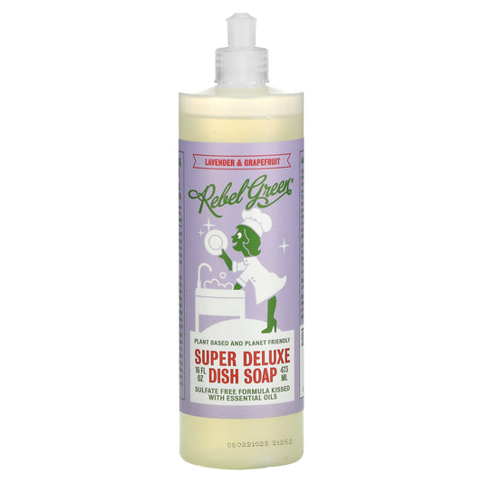 Rebel Green-Super Deluxe Dish Soap-Lavender & Grapefruit-16 fl oz (473 ml)