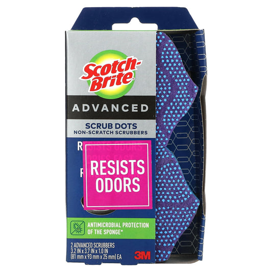 Scotch-Brite-Advanced Scrub Dots-Non-Scratch Scrubbers-2 Advanced Scrubbers