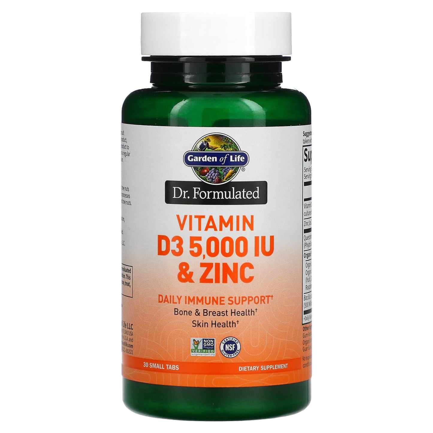 Garden of Life, Dr. Formulated, Vitamin D3 & Zinc, 30 Small Tabs