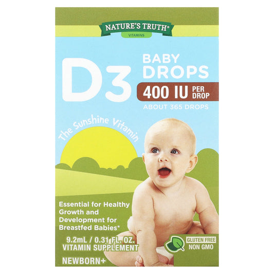 Nature's Truth-Vitamins-D3 Baby Drops-Newborn+-400 IU-0.31 fl oz (9.2 ml)