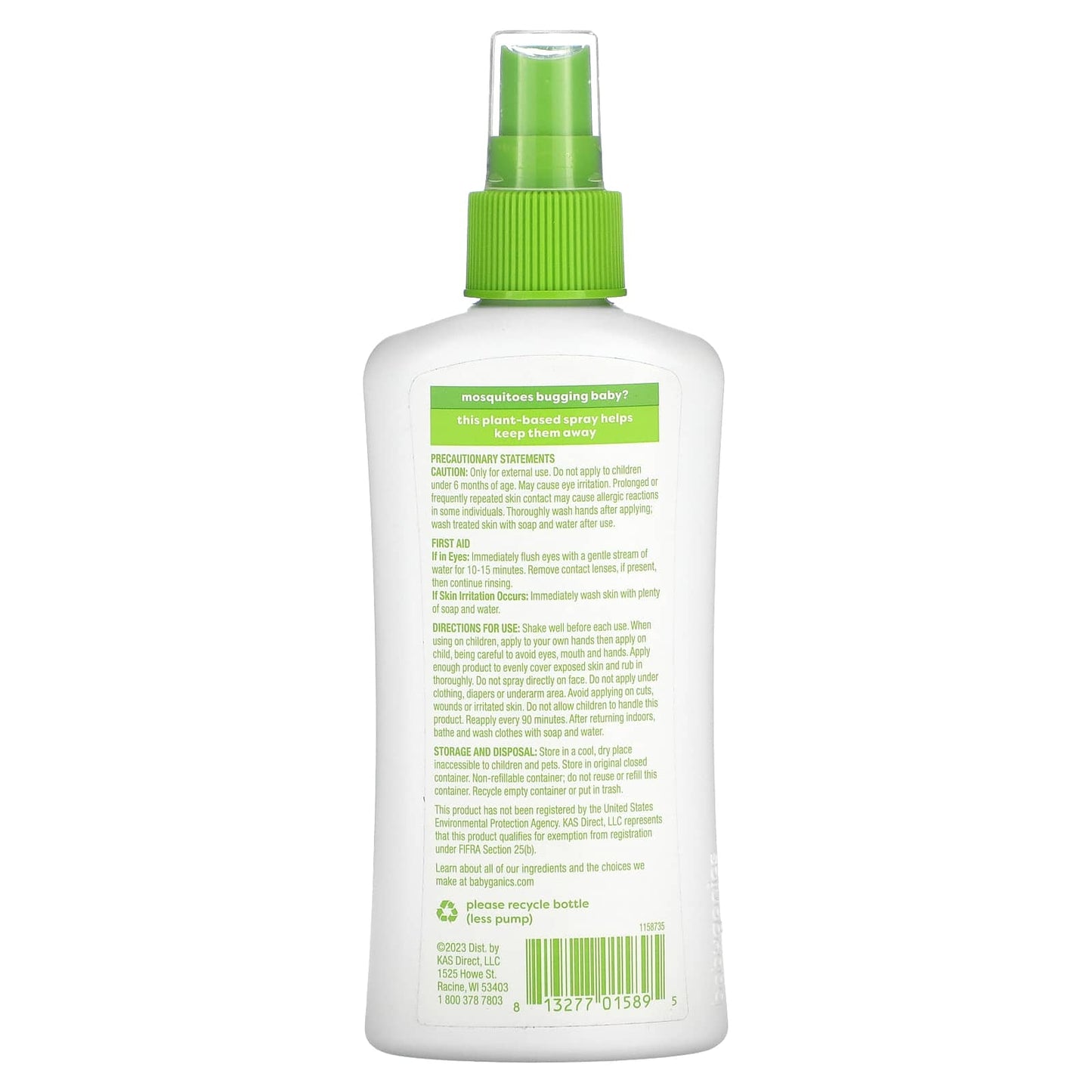 Babyganics, Natural Insect Repellent, 6 fl oz (177 ml)