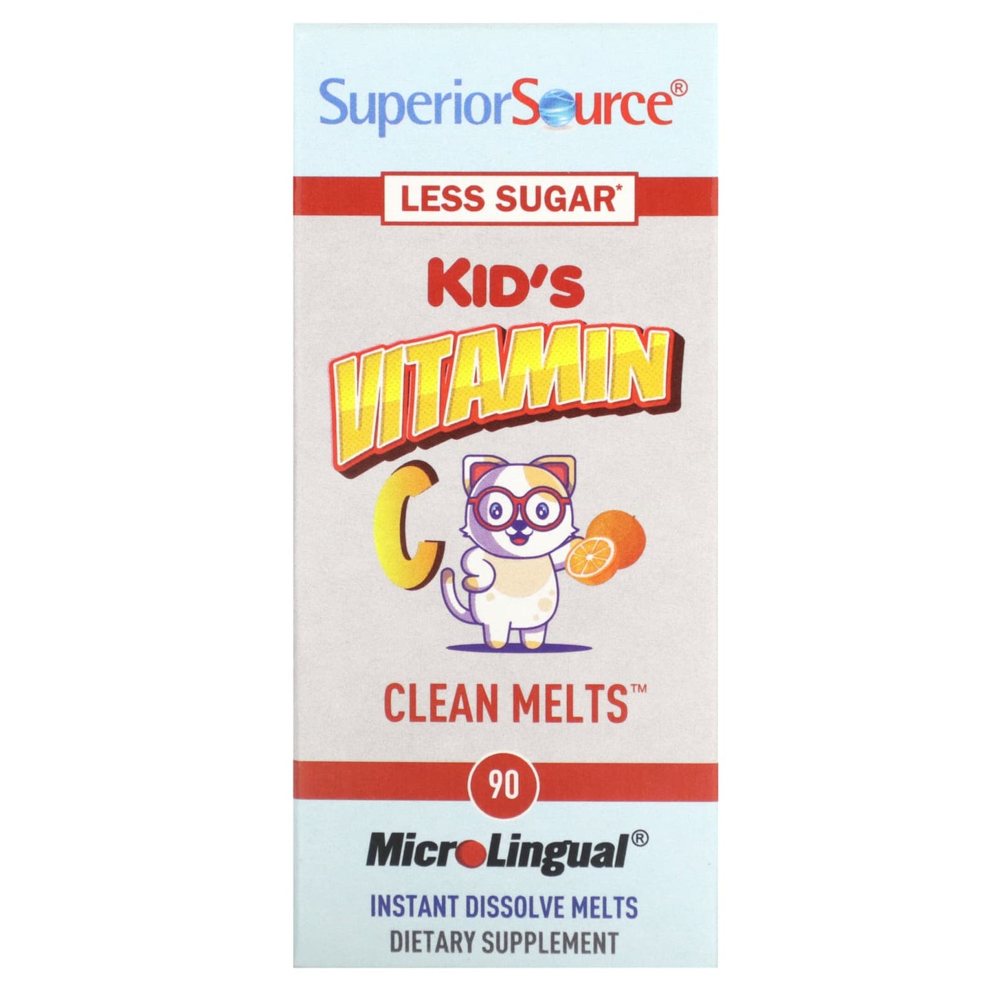 Superior Source-Kid's Vitamin C Clean Melts-Orange-90 Instant Dissolve Melts