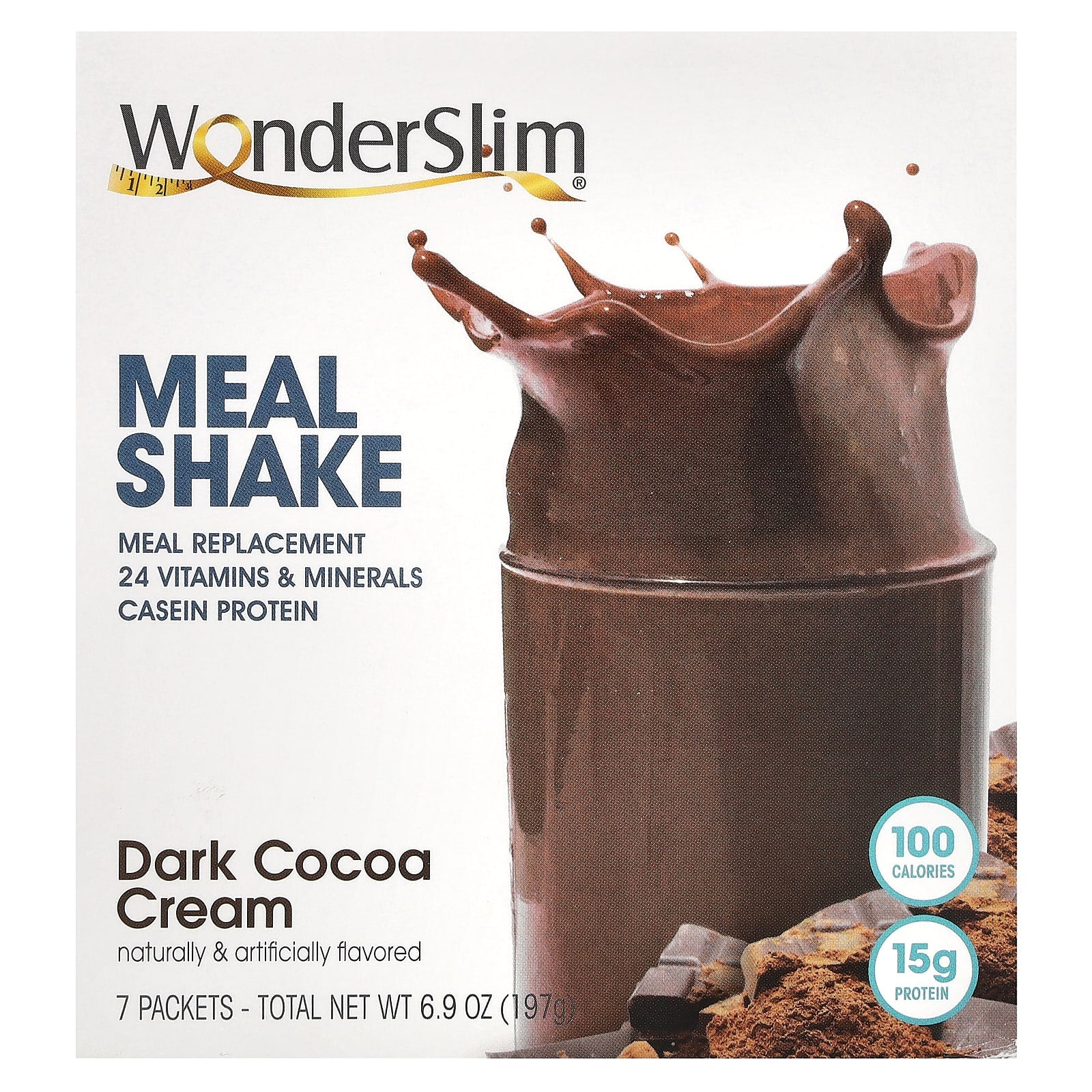 WonderSlim-Meal Shake-Dark Cocoa Cream-7 Packets-28 g Each