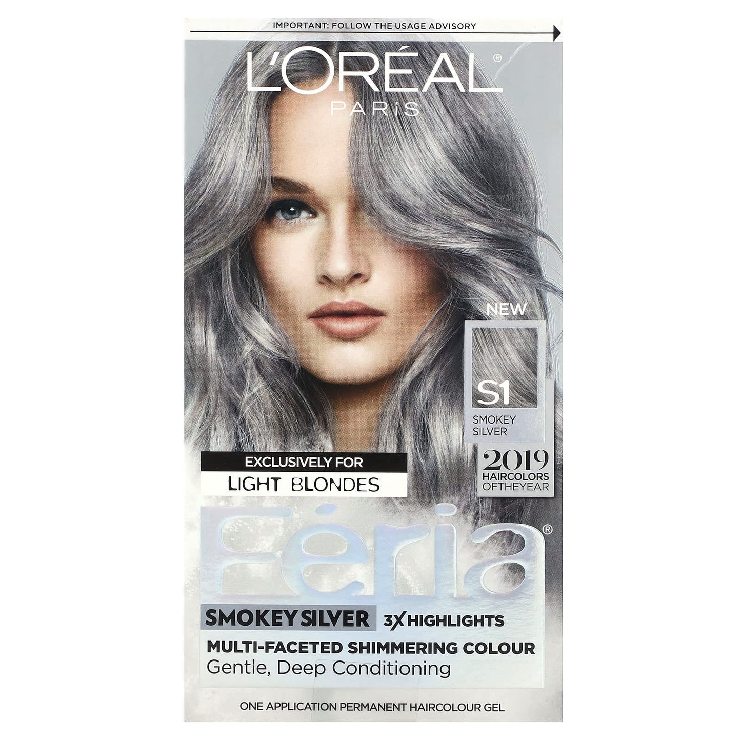 L'Oréal-Feria-Multi-Faceted Shimmering Colour- S1 Smokey Silver-1 Application