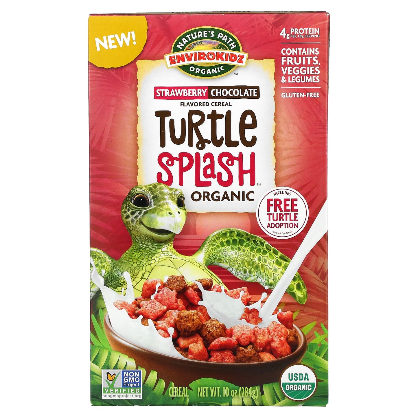 Nature's Path-Organic Turtle Splash Cereal-Strawberry Chocolate-10 oz (284 g)