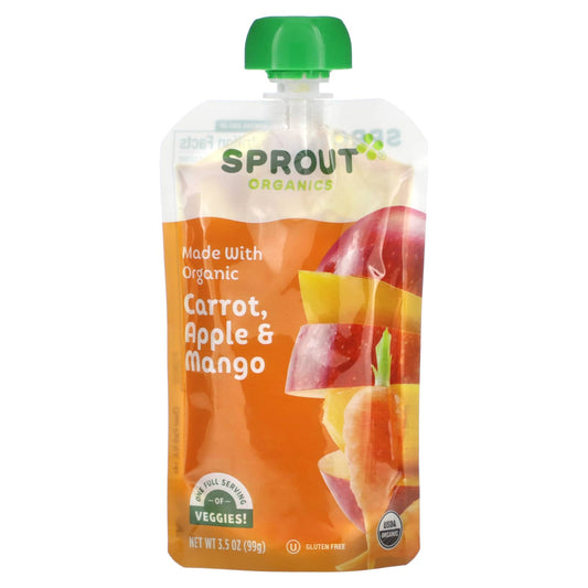 Sprout Organics-Baby Food-6 Months & Up-Carrot-Apple & Mango-3.5 oz (99 g)