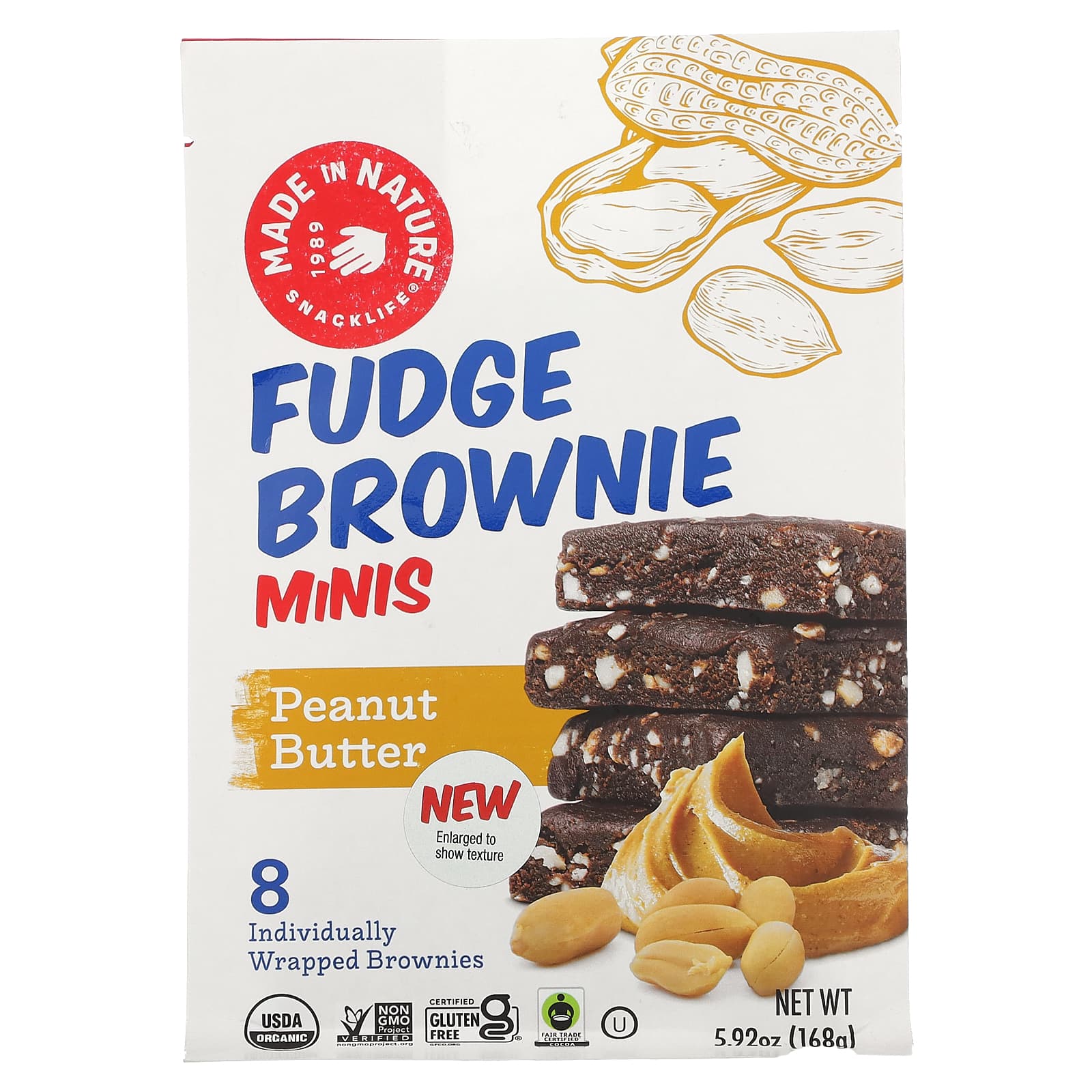 Made in Nature-Fudge Brownie Minis-Peanut Butter-8 Brownies-5.92 oz (168 g)