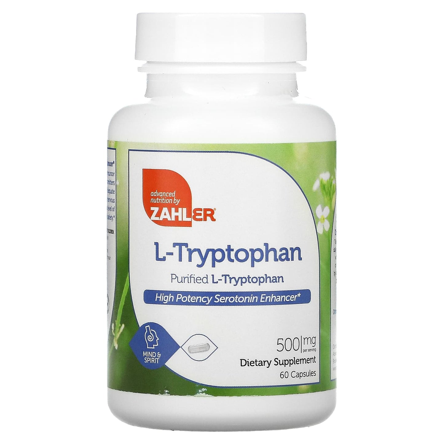 Zahler-L-Tryptophan-Purified L-Tryptophan-500 mg-60 Capsules