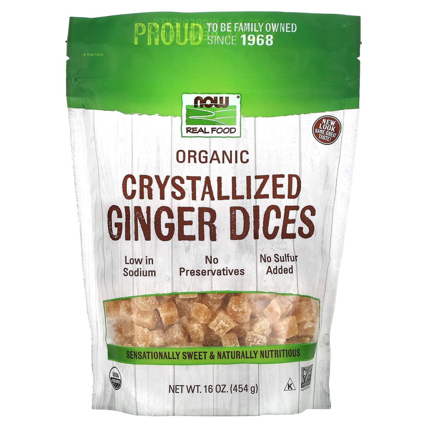 NOW Foods-Real Food-Organic Crystallized Ginger Dices-16 oz (454 g)