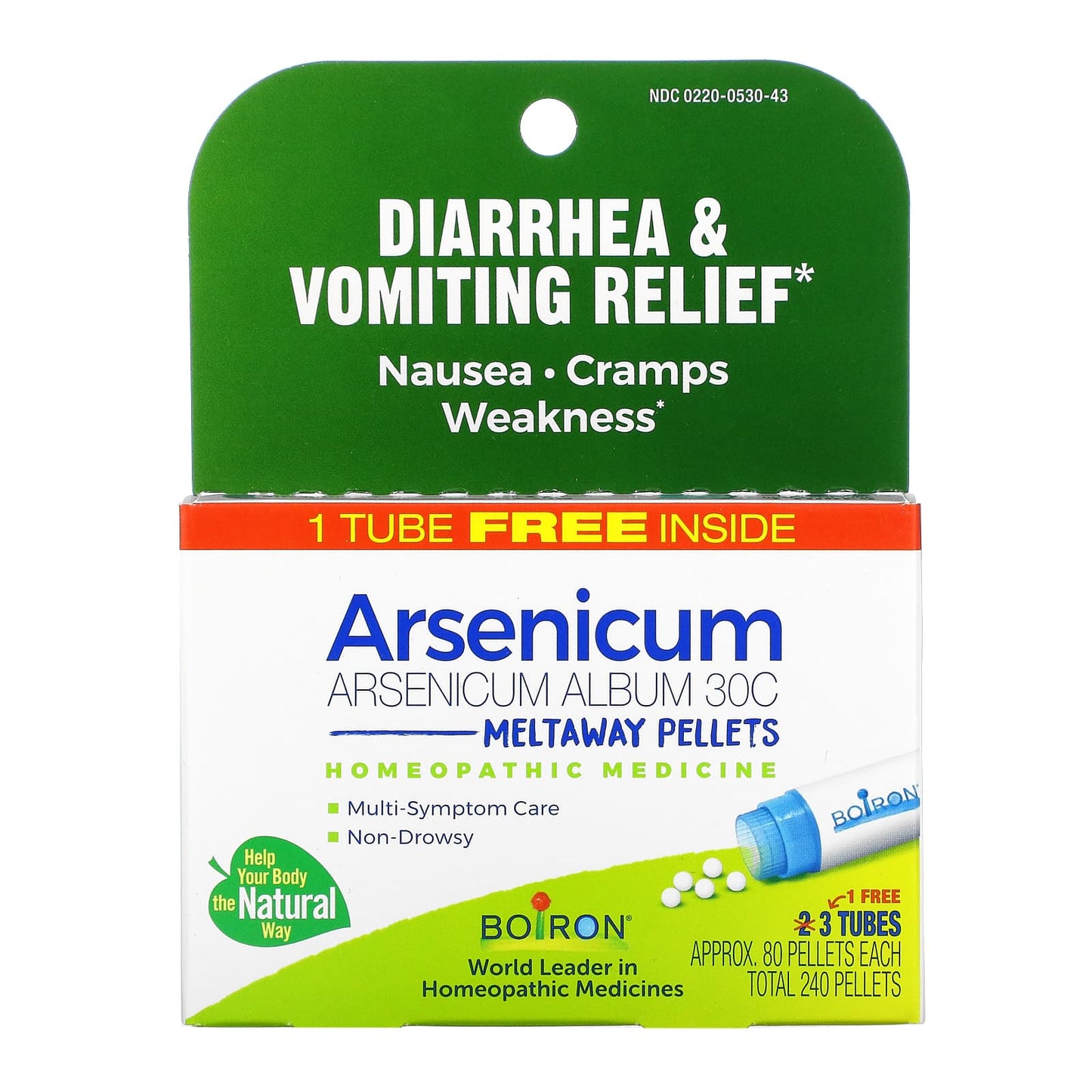 Boiron-Arsenicum-Diarrhea & Vomiting Relief-Meltaway Pellets-30C-3 Tubes-80 Pellets Each