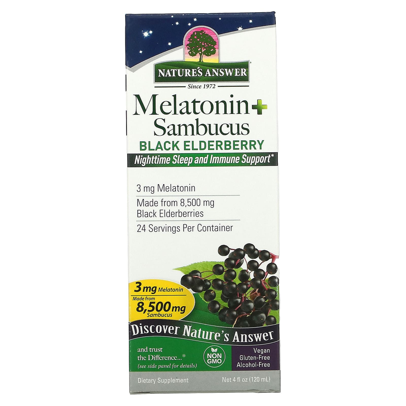 Nature's Answer-Melatonin Sambucus-Nighttime Sleep and Immune Support-4 fl oz (120 ml)