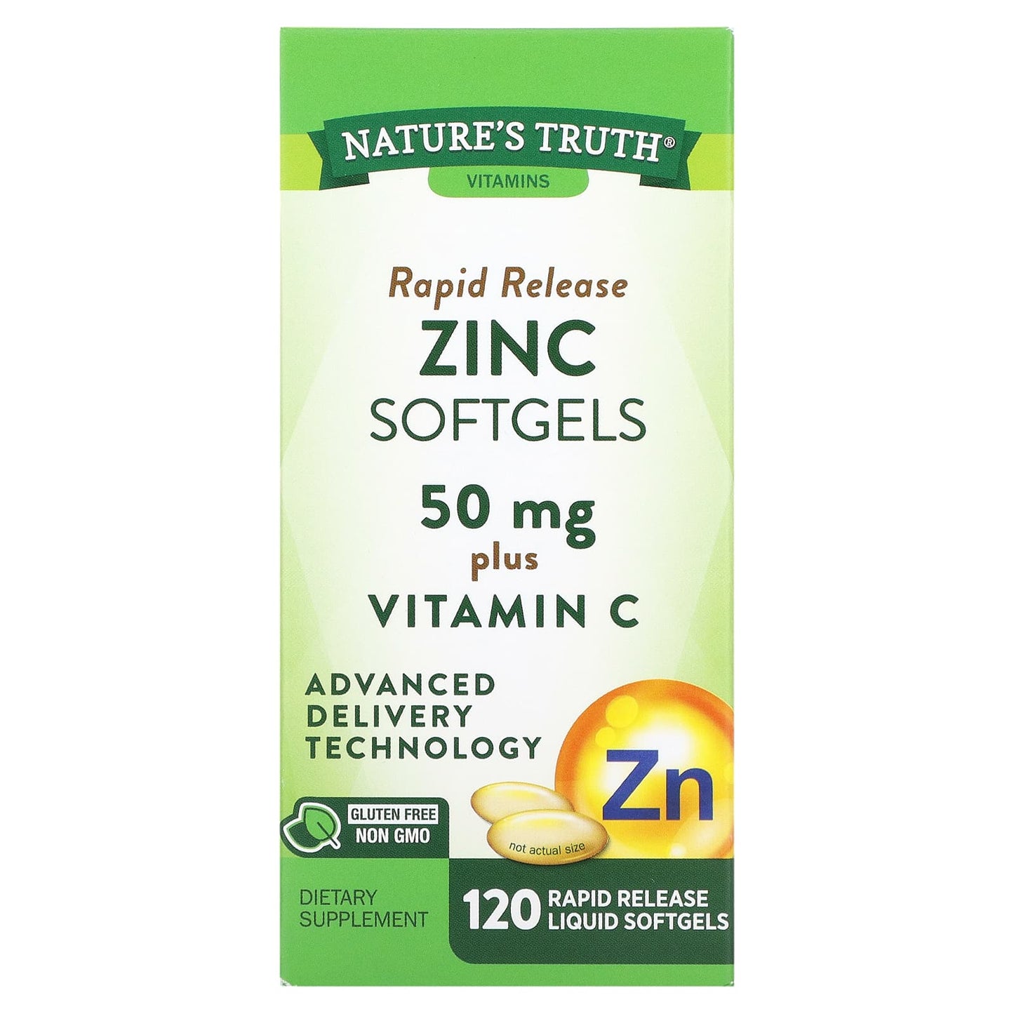 Nature's Truth-Rapid Release Zinc Plus Vitamin C-50 mg-120 Rapid Release Liquid Softgels