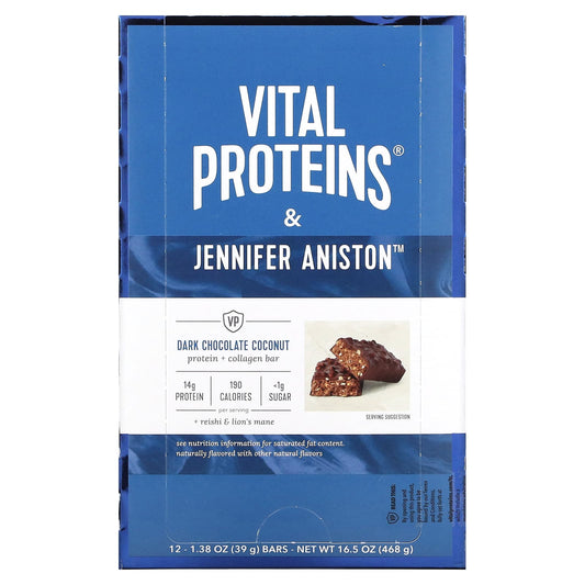 Vital Proteins-Protein + Collagen Bar-Dark Chocolate Coconut-12 Bars-1.38 oz (39 g) Each