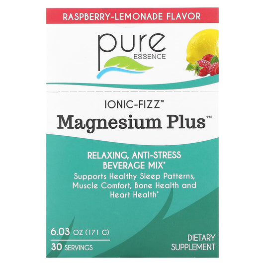 Pure Essence-Ionic-Fizz-Magnesium Plus-Raspberry Lemonade-30 Packets-0.2 oz (5.7 g) Each