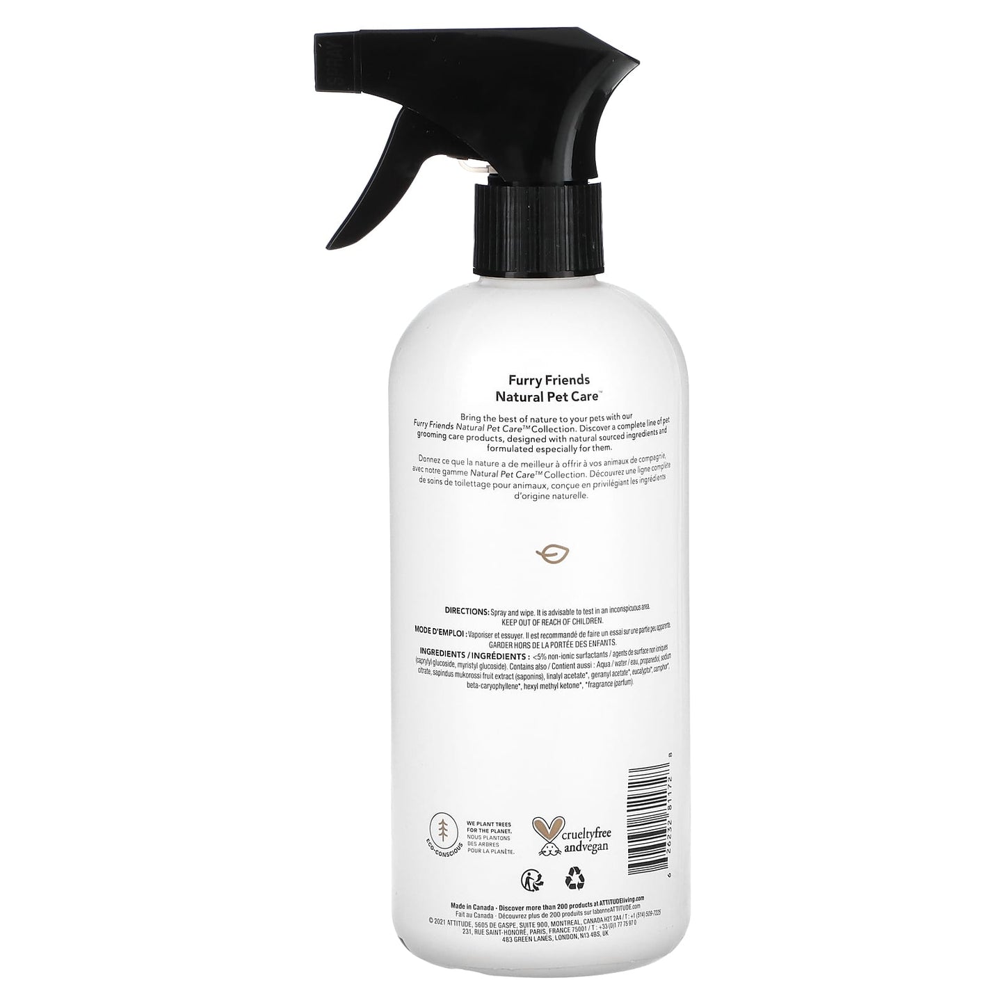 ATTITUDE, Furry Friends, Natural Pet Care, All-Surfaces Cleaner, Lavender, 16 fl oz (473 ml)