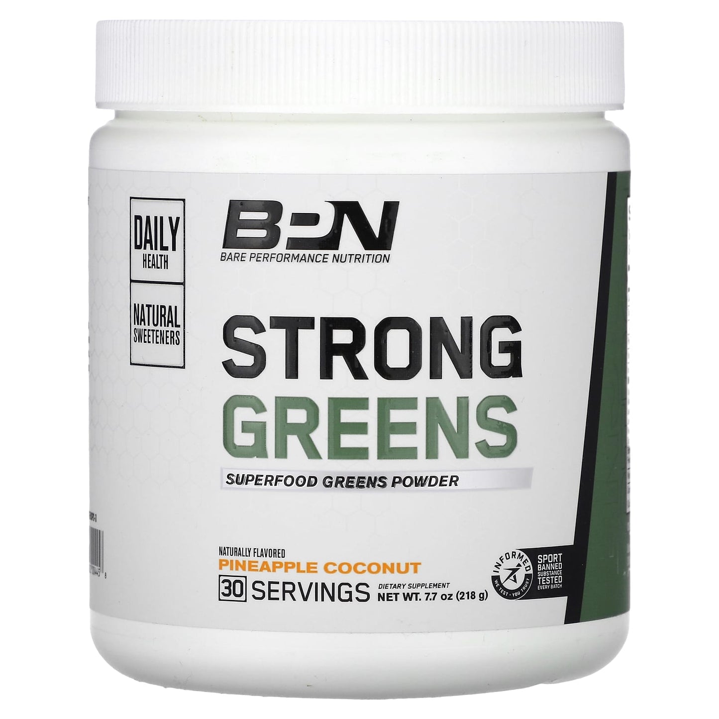 Bare Performance Nutrition-Strong Greens-Superfood Greens Powder-Pineapple Coconut-7.7 oz (218 g)