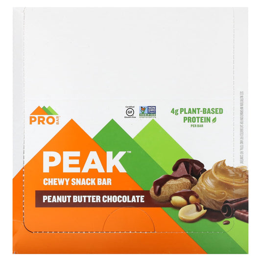 ProBar-Peak-Chewy Snack Bar-Peanut Butter Chocolate-12 Bars-1.3 oz (37 g) Each