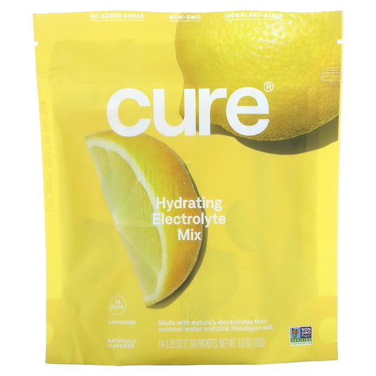 Cure Hydration-Hydrating Electrolyte Mix-Lemonade-14 Packets-0.26 oz (7.3 g) Each