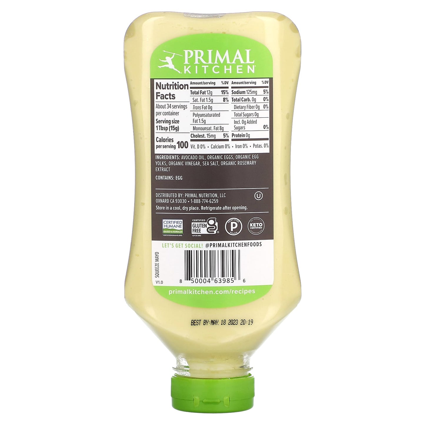 Primal Kitchen, Mayo With Avocado Oil, 17 fl oz (503 ml)