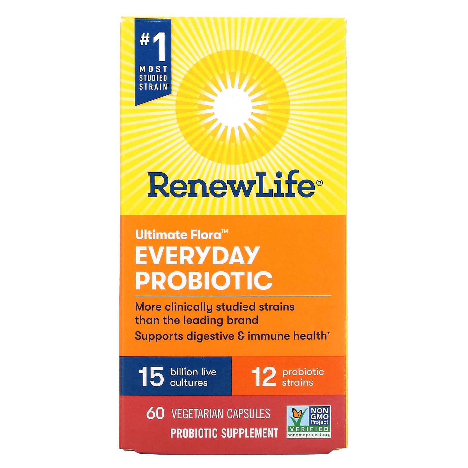 Renew Life-Ultimate Flora Everyday Probiotic-15 Billion CFU-60 Vegetarian Capsules