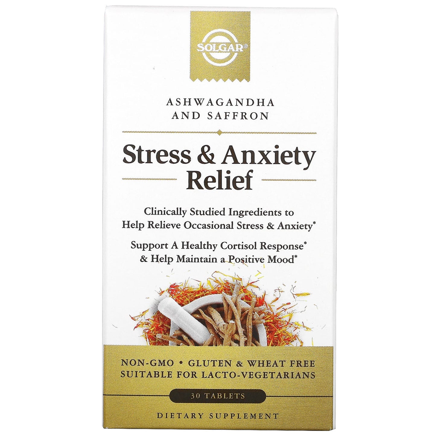 Solgar-Stress & Anxiety Relief-Ashwagandha and Saffron-30 Tablets