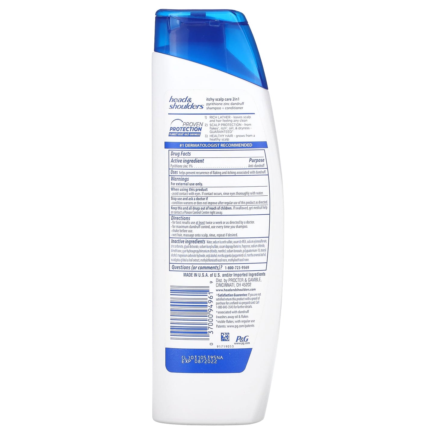 Head & Shoulders, Itchy Scalp Care, 2 in 1 Shampoo + Conditioner, Infused with Eucalyptus, 8.45 fl oz (250 ml)