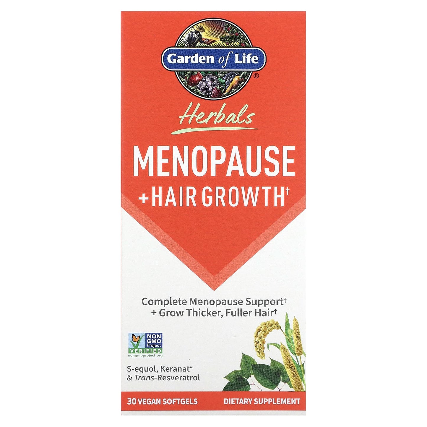 Garden of Life-Herbals-Menopause + Hair Growth-Berry-30 Vegan Softgels