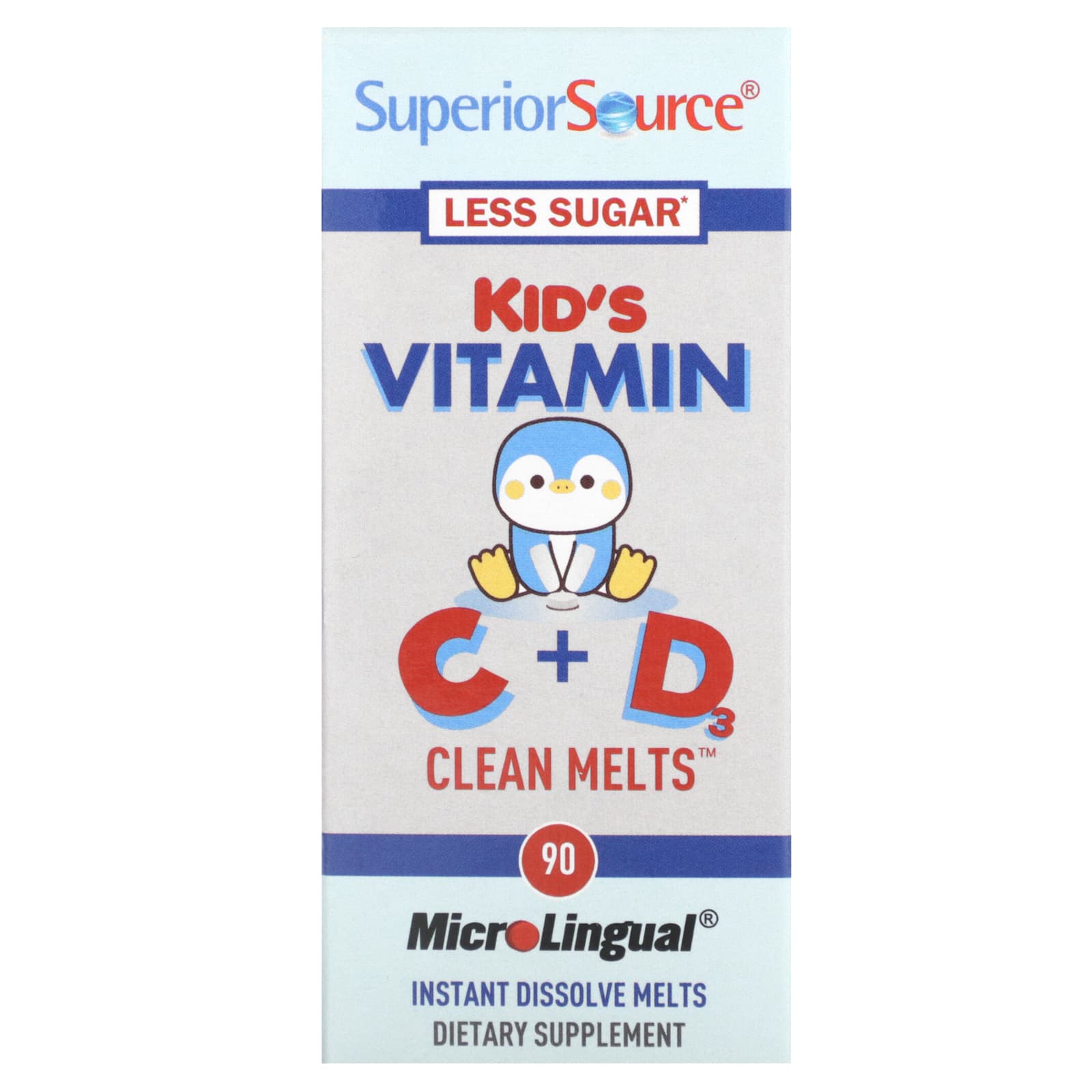 Superior Source-Kid's Vitamin C + D Clean Melts-90 Instant Dissolve Melts