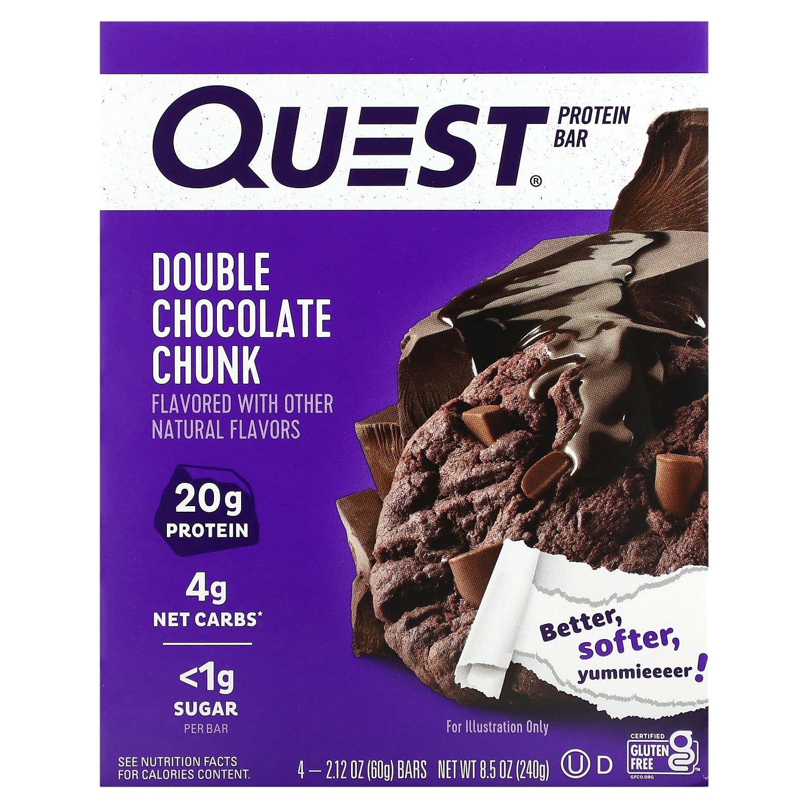 Quest Nutrition-Protein Bar-Double Chocolate Chunk-4 Bars-2.12 oz (60 g) Each