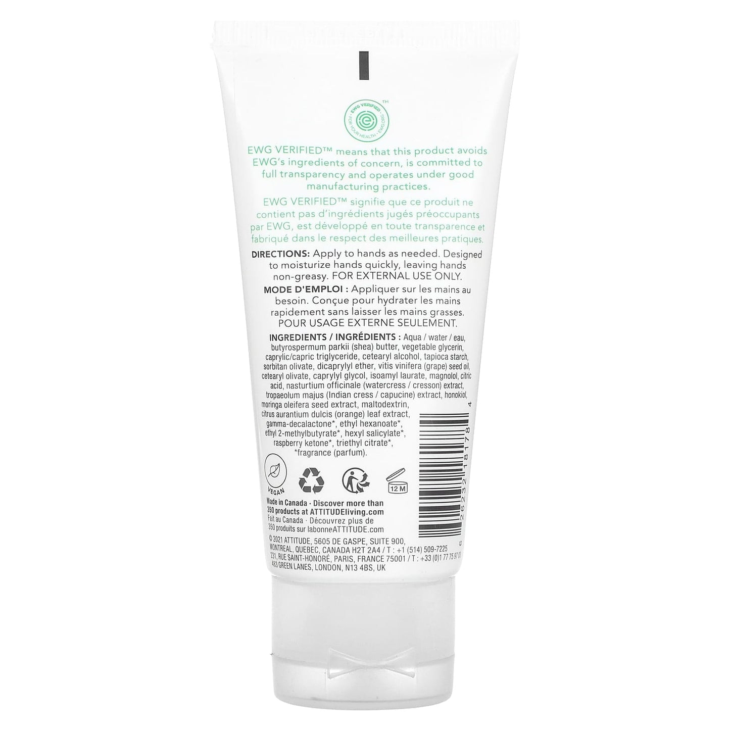 ATTITUDE, Super Leaves Science, Hand Cream, Orange Leaves, 2.5 fl oz (75 ml)