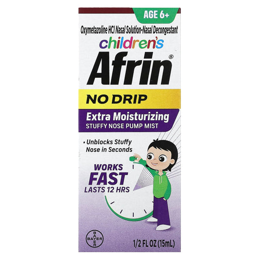 Afrin-Children's-No Drip Extra Moisturizing Stuffy Nose Pump Mist-Age 6+-1.2 fl oz (15 ml)