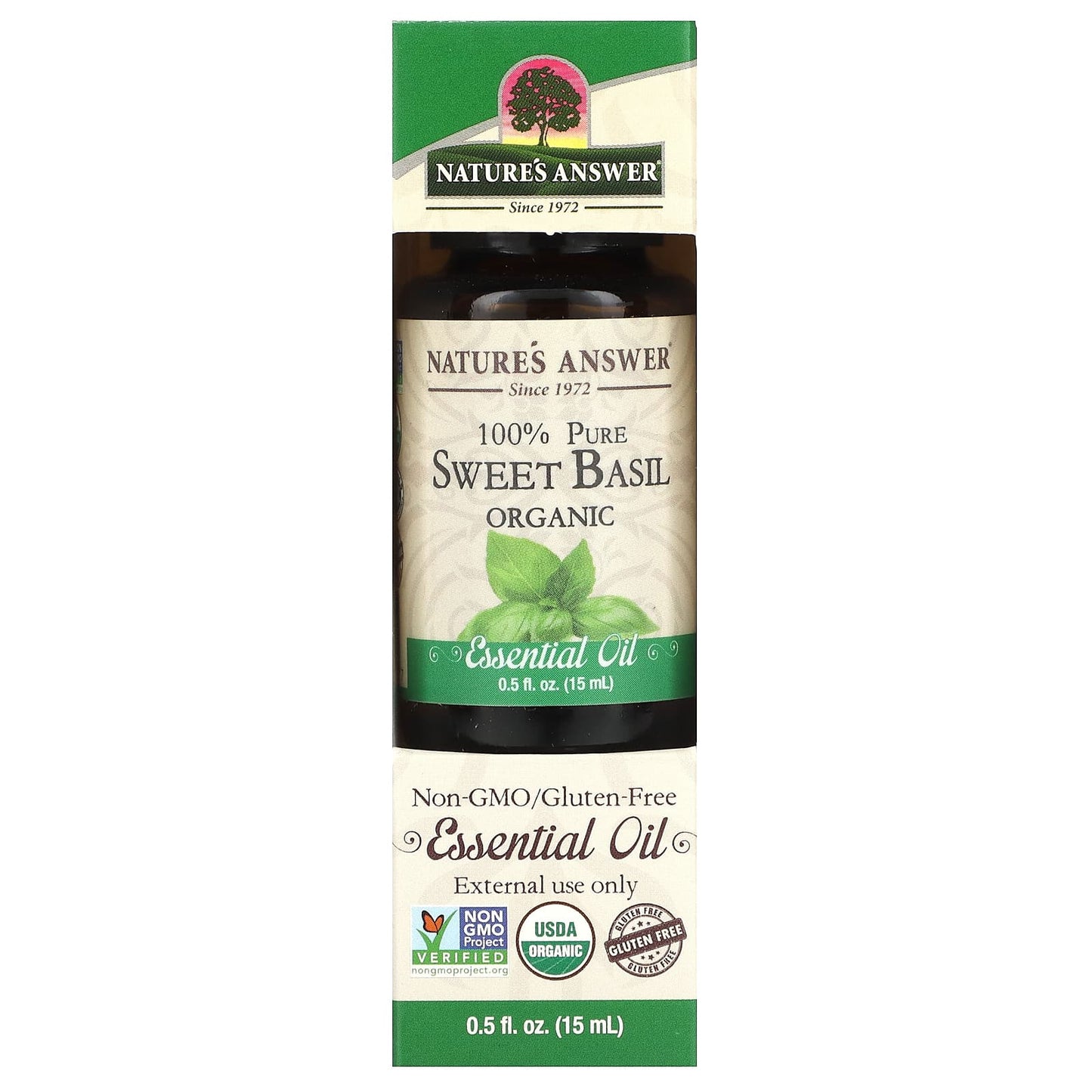 Nature's Answer-100% Pure Organic Essential Oil-Sweet Basil-0.5 fl oz (15 ml)