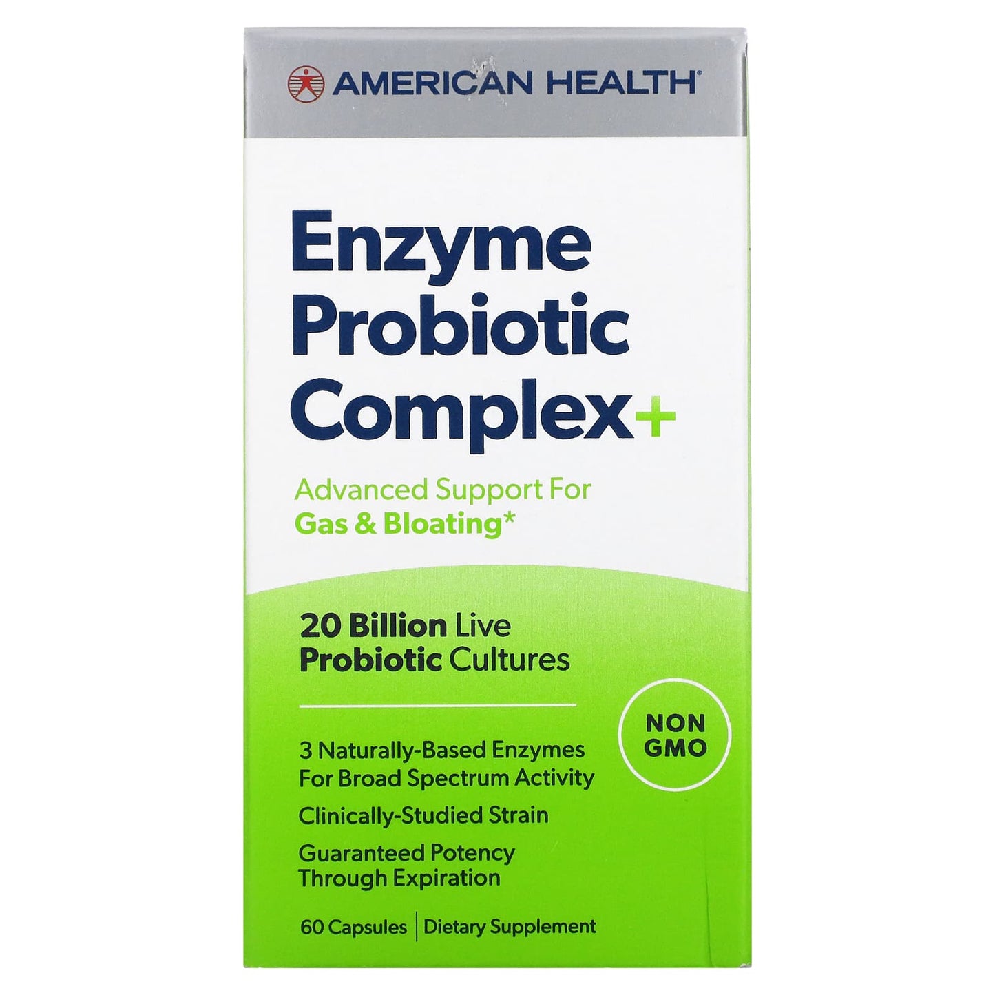 American Health-Enzyme Probiotic Complex+-20 Billion CFU-60 Capsules