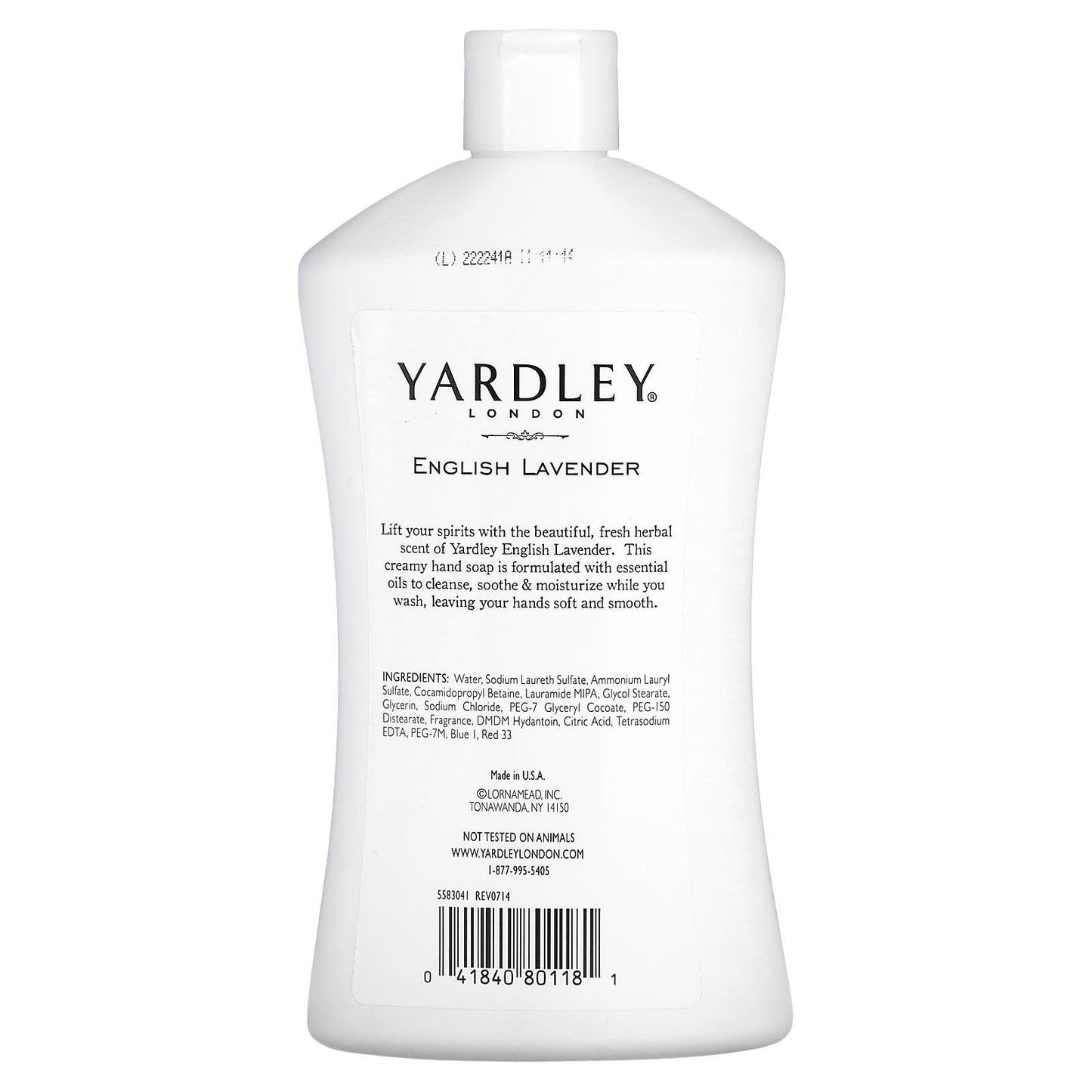 Yardley London, Luxurious Hand Soap, English Lavender, 16 fl oz (473 ml)