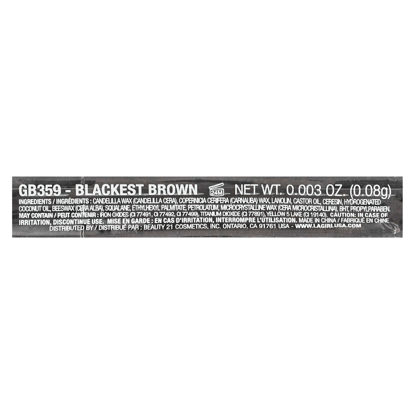 L.A. Girl, Shady Slim Brow Pencil, GB359 Blackest Brown, 0.003 oz (0.08 g)