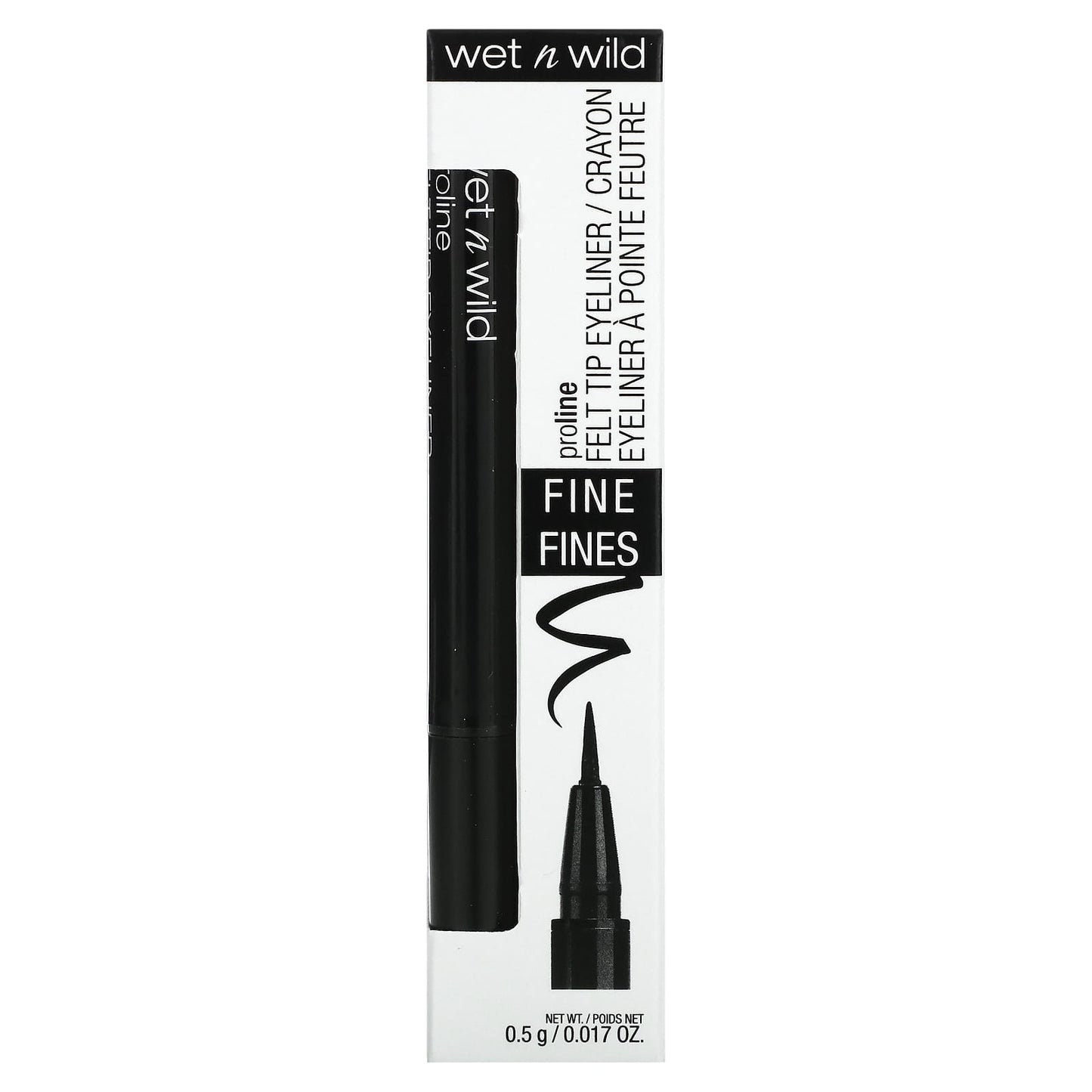 wet n wild, ProLine Felt Tip Eyeliner, Black, 0.017 oz (0.5 g)