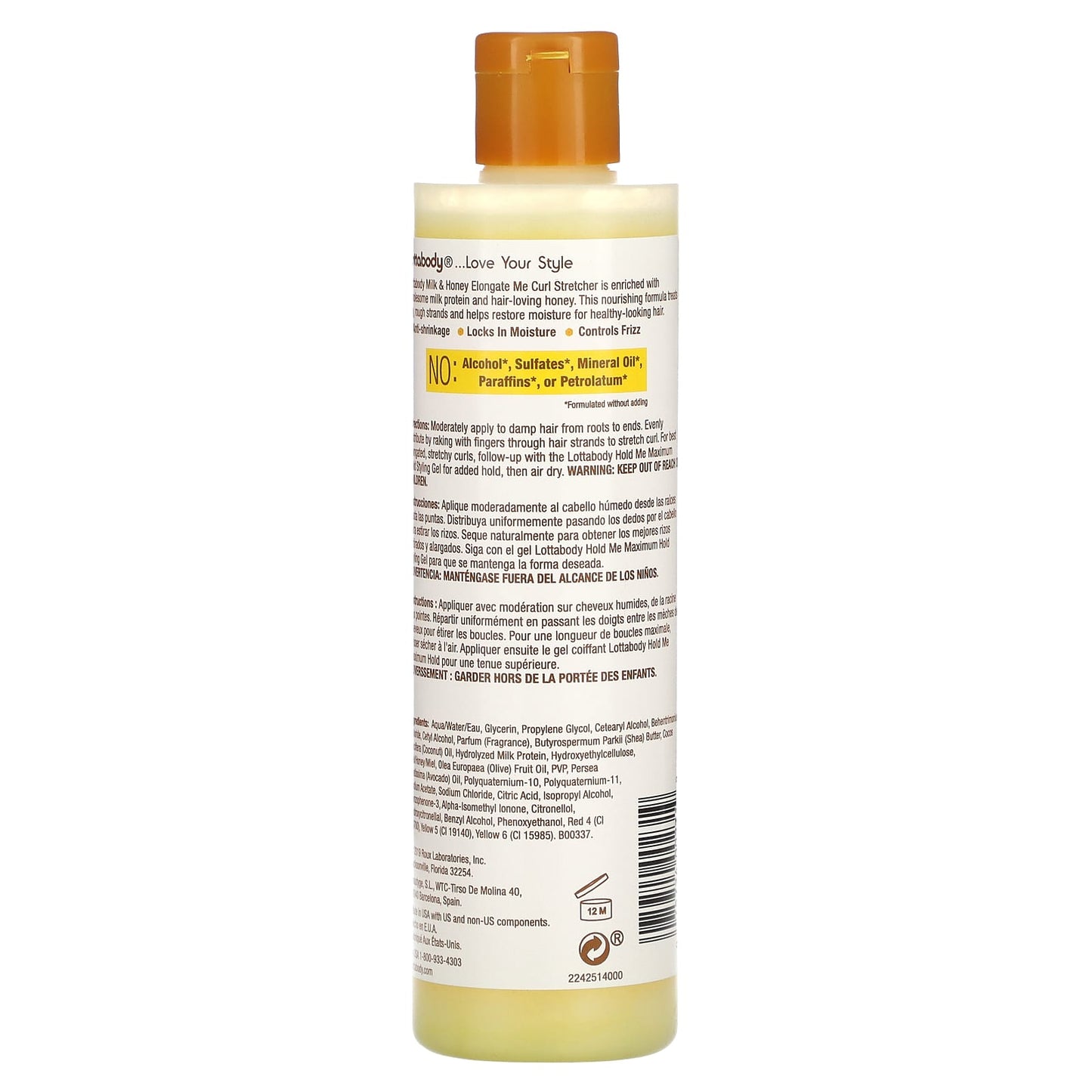 Lottabody, Elongate Me, Curl Stretcher with Milk & Honey, 10.1 fl oz (300 ml)