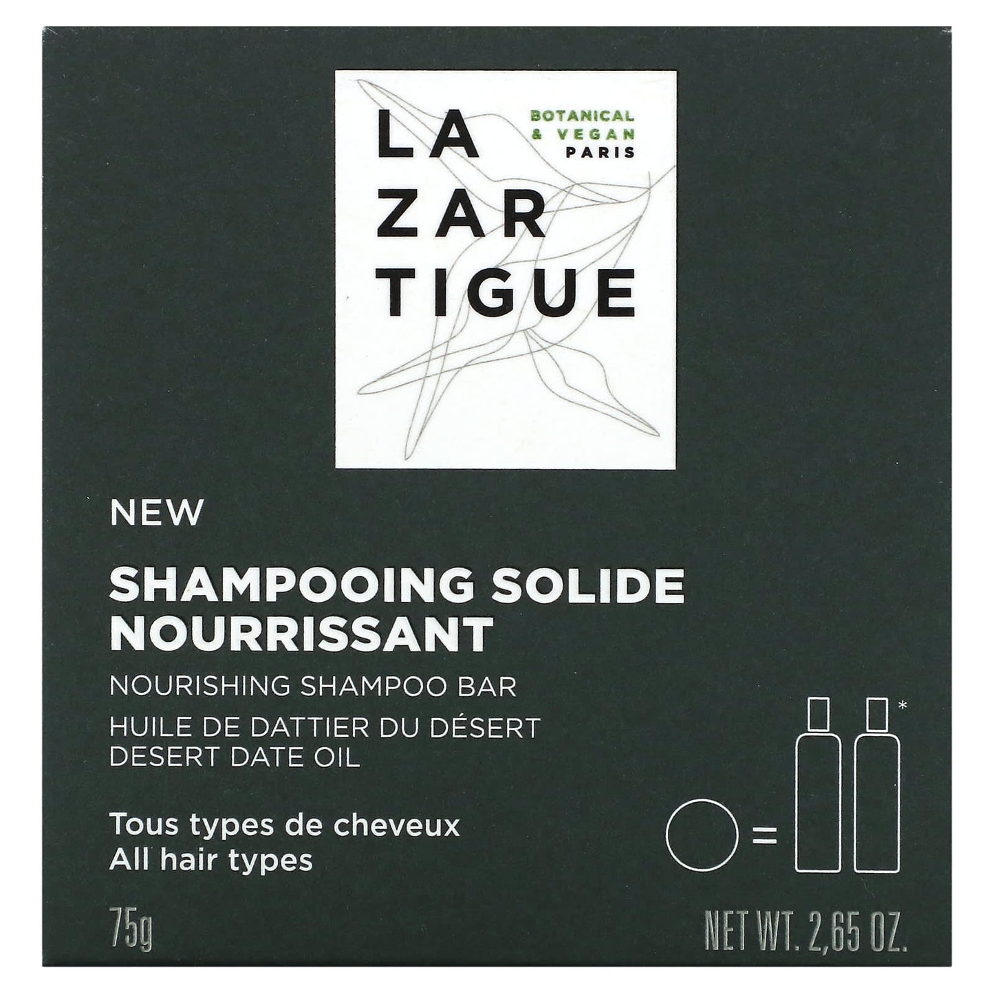 Lazartigue-Nourishing Shampoo Bar-All Hair Types-2.65 oz (75 g)