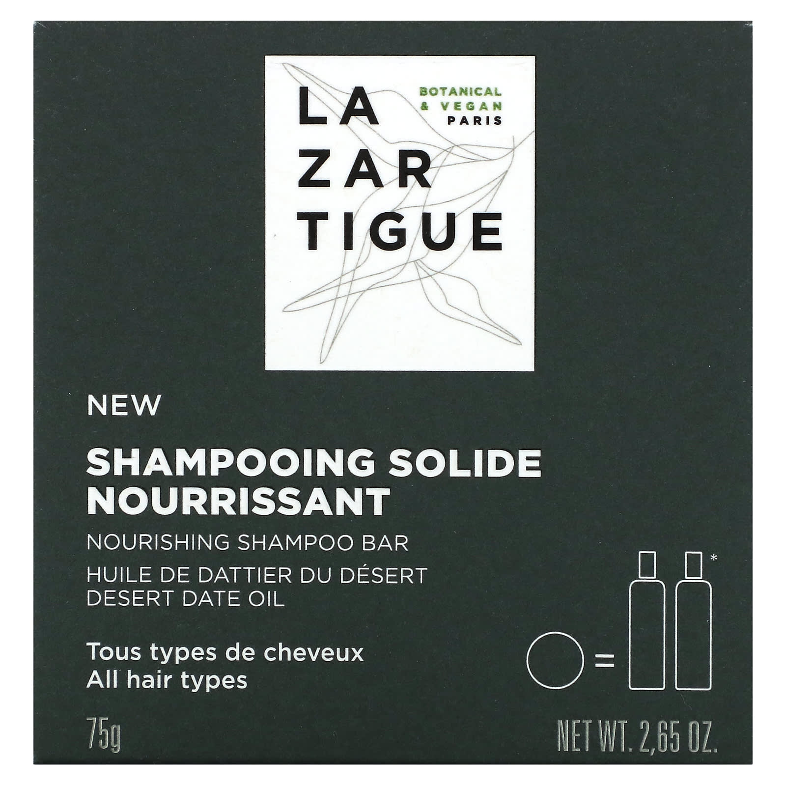 Lazartigue-Nourishing Shampoo Bar-All Hair Types-2.65 oz (75 g)