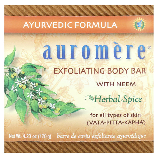 Auromere-Exfoliating Body Bar Soap with Neem-4.23 oz (120 g)