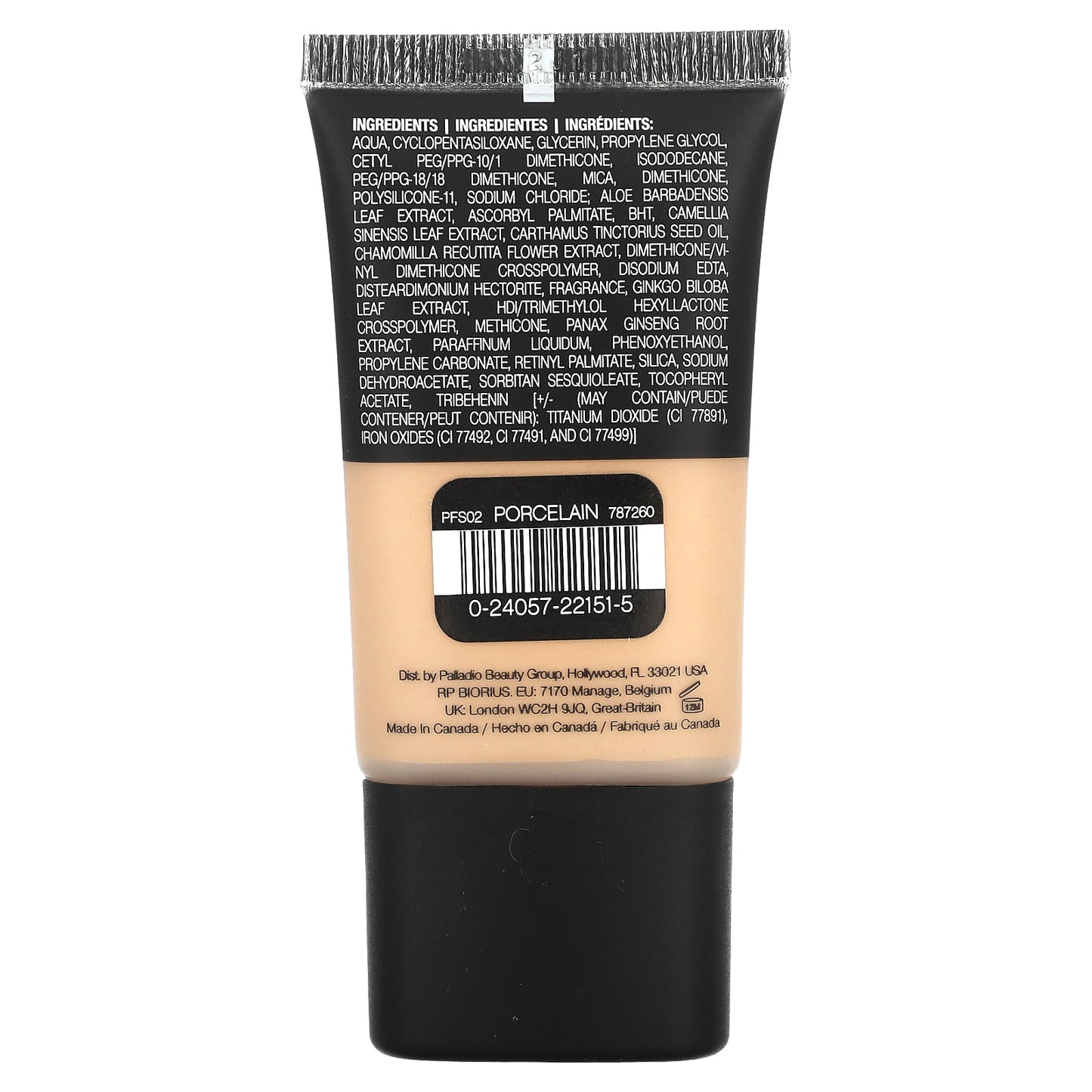 Palladio, Powder Finish Foundation, Porcelain PFS02, 0.91 fl oz (27 ml)