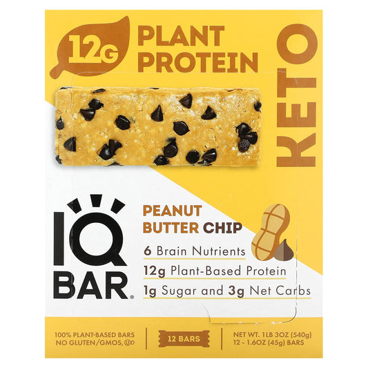 IQBAR-Peanut Butter Chip-12 Bars-1.6 oz (45 g) Each