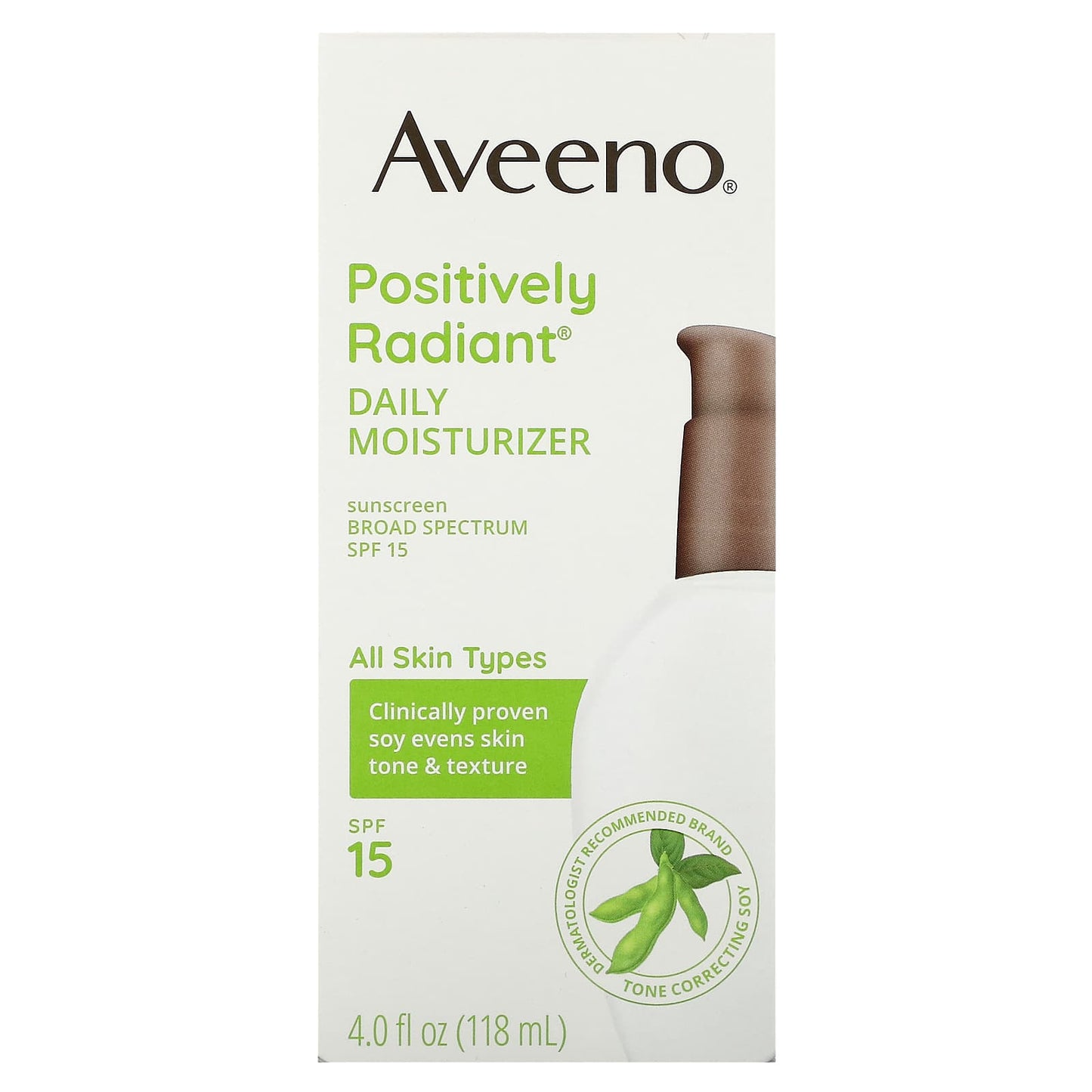 Aveeno, Positively Radiant, Daily Moisturizer Sunscreen, SPF 15, 4 fl oz (118 ml)